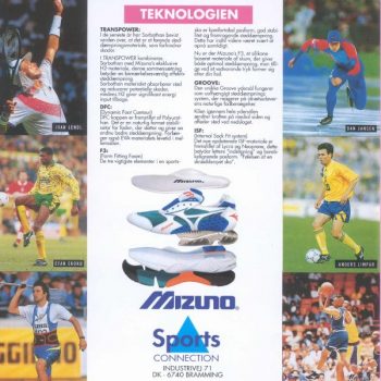 1995: Samarbejde indgås med japanske Mizuno, om salg af løbesko og fodboldstøvler.